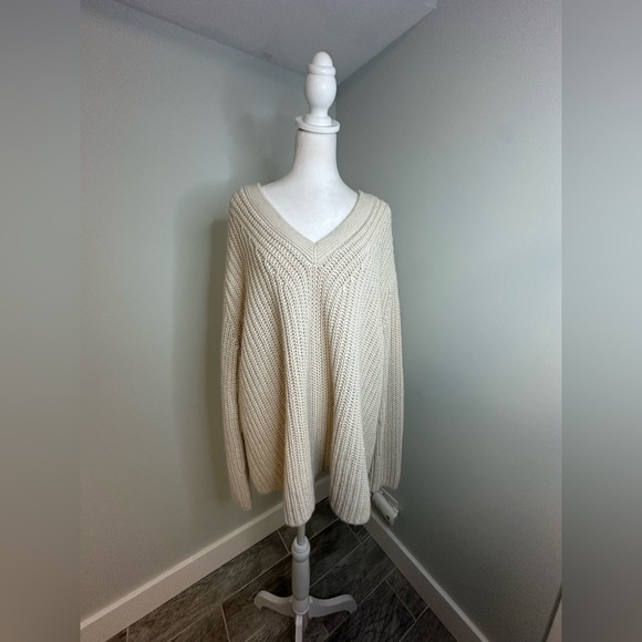 VINCE Shaker Rib Wool and Cashmere Blend V Neck  Neutral Minimalist Sweater XL - Picture 4 of 17